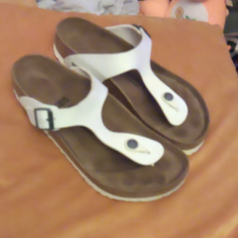 White Birko Gizeh Sandals
